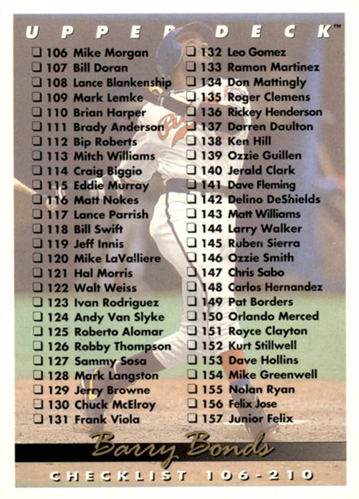 1993 Upper Deck #210 Barry Bonds Pittsburgh Pirates