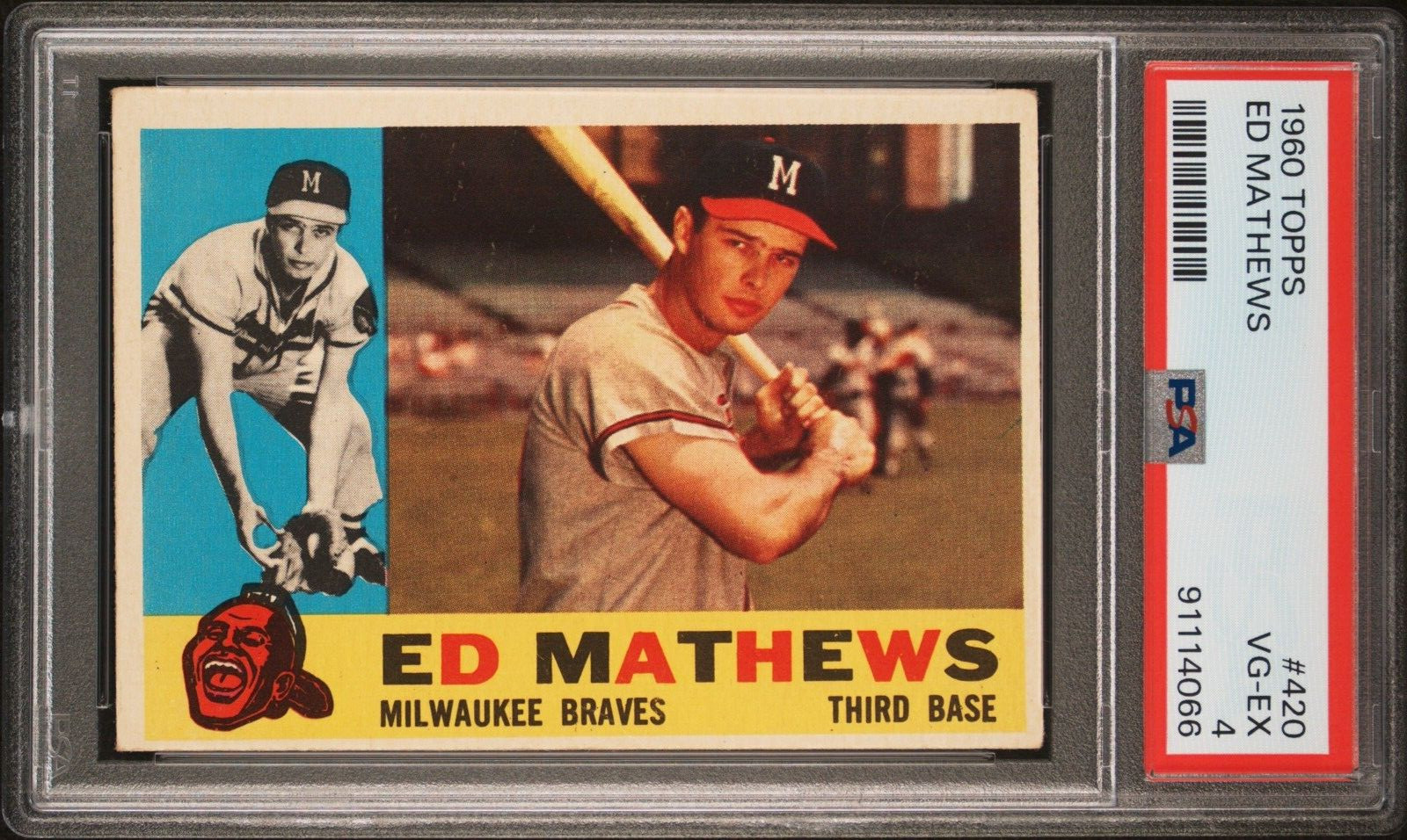 Eddie Mathews 1960 Topps #420 - PSA 4 - Hall of Fame - 500 Home Run Club