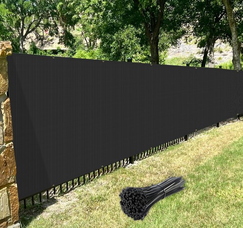4' 5' 6' 8' Privacy Fence Screen Windscreen Garden Fabric Mesh Shade Cover Black - Picture 7 of 8