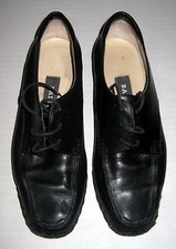 Vintage Ballys Black Leather Lace-Up Womens Wedge Shoe Italy Size 5M 5 M