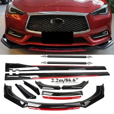Front Bumper Lip Chin Spoiler Splitter Body Kit Glossy Black For Infiniti Q50 Q6