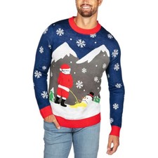 Tipsy Elves Men's Blue Melting Snowman Ugly Christmas Sweater Size 3XL