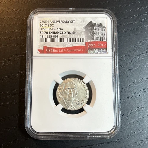 2017 S Jefferson Nickel Enhanced Finish SP70 NGC FDI ANA Label