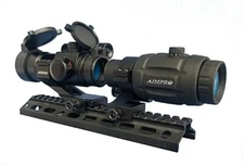 Red Dot Scope with 3x Flip to Side Magnifier Combo - Aimpro Red Dot w/Laser