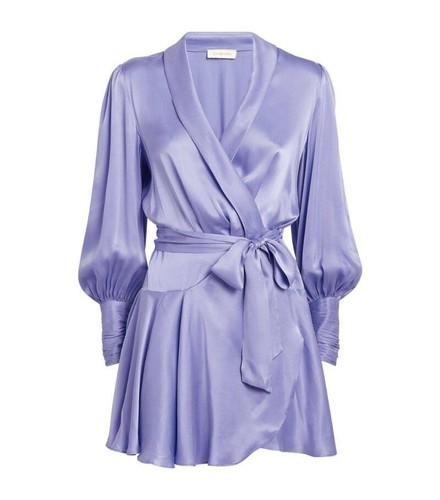 Zimmermann silk wrap dress cornflower 