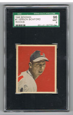 1949 BOWMAN #1 VERNON BICKFORD *SGC 96 (9)* *VERY HARD TO FIND IN THIS CONDITION