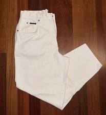 LAUREN by Ralph Lauren WHITE Denim Wide/Full Leg Pants Jeans 100 Cotton  Sz 16