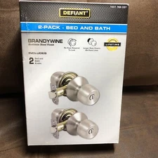Defiant Brandywine Bed And Bath Door Knob In Brushed Nickel 2 Pack