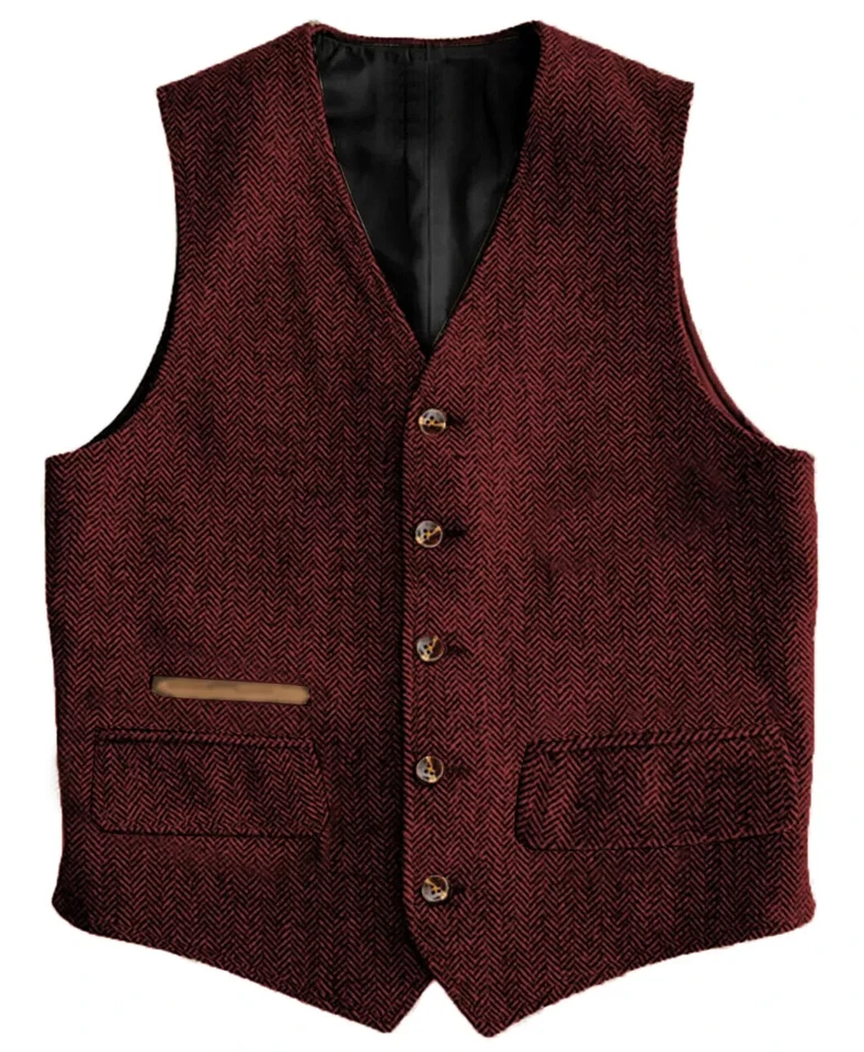 Herren Anzug Tweed Weste Jagd Herringbone Wolle Vintage Hochzeit Retro - Bild 2 von 4