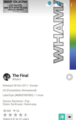 Wham! ~ The Final 2011 Remastered CD 1986 George Michael Careless Whisper