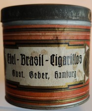 Blechdose - Gust. Geber, Cigarillo ca.50er Jahre &Oslash; 10x10 cm rund Rarit&auml;t (103)