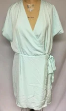 Bar III Womens Satin Faux‑Wrap Cocktail Dress NWT Aqua Whisper XL NWT P-1268