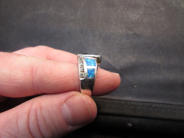 Sterling  Silver opal    Amethyst Ring - image 5