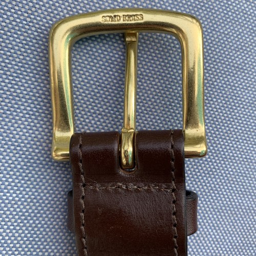Vineyard Vines Belt Mens sz 32 Red Ice Hockey Brass Canvas Leather Made in USA - Picture 8 of 13