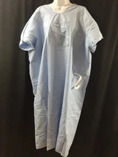 NEW LOT OF 5 SEWING SOURCE Hospital Gowns  Short Sleeve TIE BACK Blue w/ Pocket