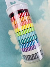 DOODLEBUG Kraft in Color Washi Tape in Tube Container, Candy Stripes 12 pieces