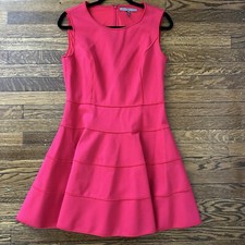 Halston Heritage Pink Size Large Knee Length Short Sleeve Dress