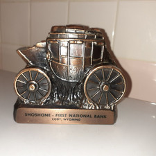 Vintage Copper/Metal Coin Bank Banthrico Inc. First National Bank Wyoming