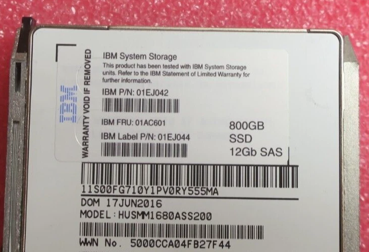IBM 800GB SAS 12G 2.5" Solid State Drive SSD 01AC601 01EJ042 For Storwize V5000 - Image 3 of 3