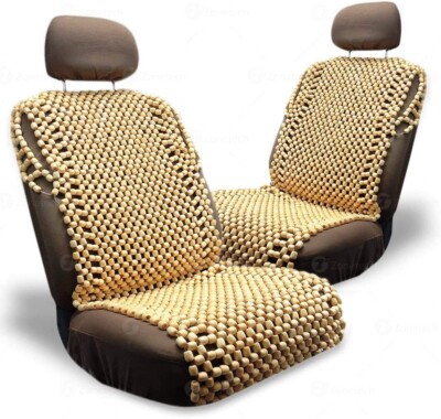 Zone Tech 2x Natural Wood Wooden Beaded Seat Cover Massage Cool Car Cushion 