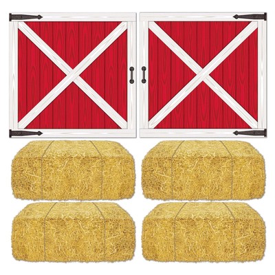 Barn Door Hay Bale Party Prop 81 X 83 Cm Scene Setter