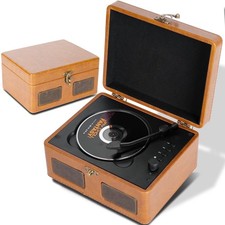 RetroBeat Time Vintage Portable Music Box   CD with Speakers, Bluetooth Brown