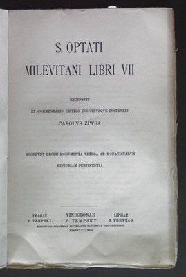 S. Optati Milevitani Libri VII. Corpus Scriptorum Ecclesiasticorum Latinorum: Vo