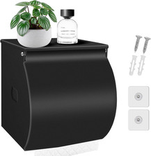 Toilet Paper Holder with Shelf, Wall Mount Toilet Paper Holder, Black