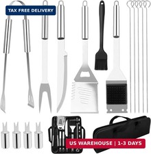 Grill Utensils Set,15 Pcs Stainless Steel BBQ Accessories Set, Portable Professi