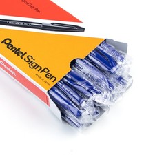 Pentel S520C Sign Pen Fine Point Color Marker, Bullet Tip, .7mm, Blue Barrel/Ink