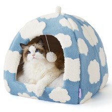Lesure Cute Cat Beds for Indoor Cats - 2 in 1 Large Cat Cave Bed for Puppy an...