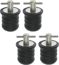 4 Pack Boat Drain Plug T Handle Rubber Stainless Steel 1.25 Inch Marine