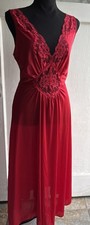 Vintage Vanity Fair Nylon Nightgown Big Sweep Olga Lace Style Red Long 80-115