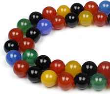 AAA Natural Multicolor Agate Beads round Colorful Stone Energy Healing Beads for