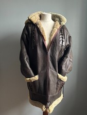 Vintage SHEEPSKIN SHEARLING COAT 12 10 medium duffle hood inuit eskimo