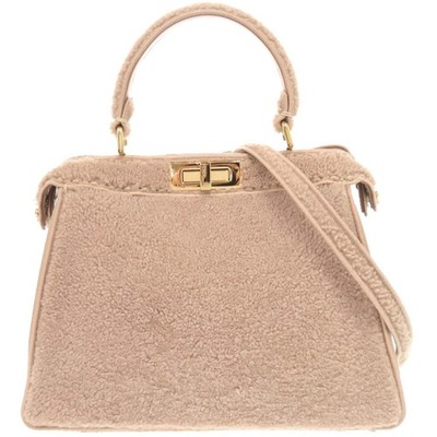 FENDI Peekaboo ISeeU Medium Pink Shearling Handtasche Umhängetasche 8BN321