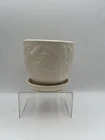 McCoy Pottery Planter W Saucer Vintage Flower Pot Cream Butterflies