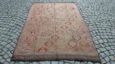 Vintage Faded Kilim Rug 6x10 Distressed Hexagon Tribal Boho Wool Area Rug