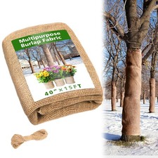 Burlap Fabric Roll 40 Inch x 15 Feet Natural Jute Gardening Tree Wrap Craft