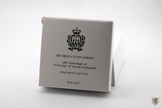 SAN MARINO 10 euro 2013 R Niccolò Machiavelli piastra lucidata in astuccio