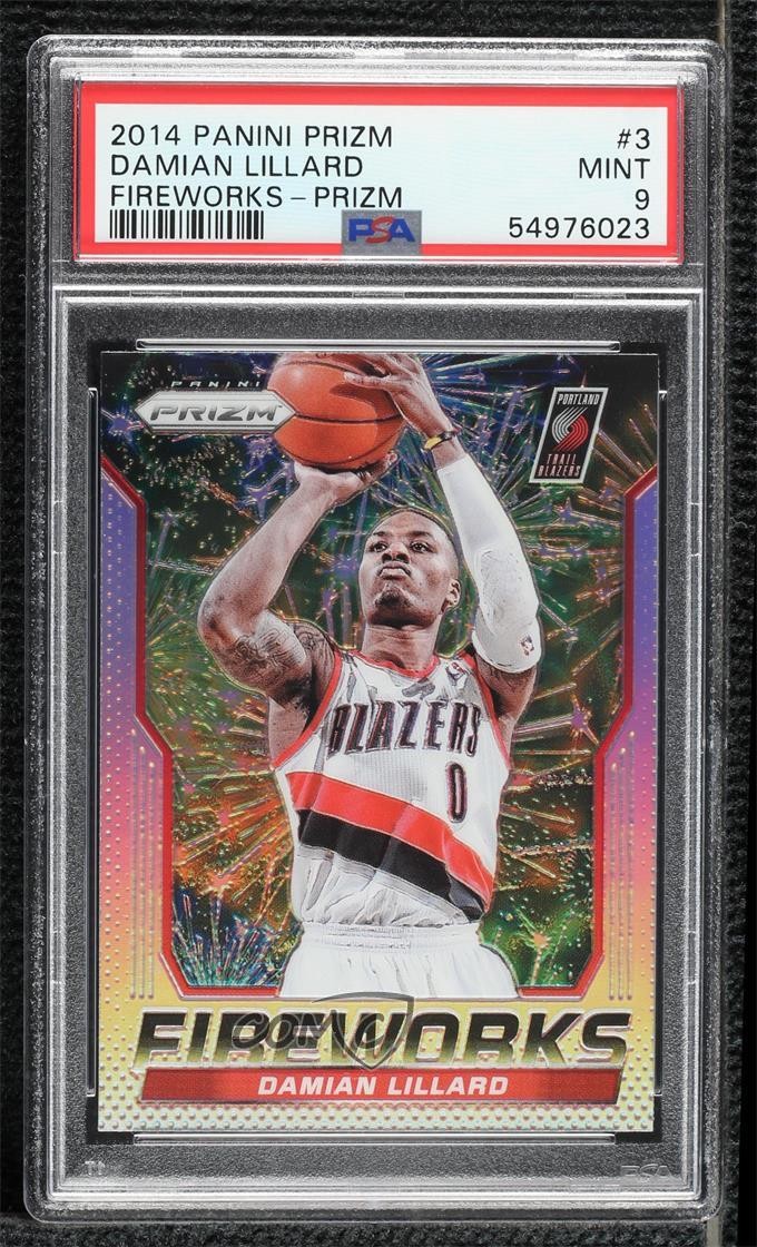 2014-15 Panini Prizm Fireworks Prizm Damian Lillard #3 PSA 9 MINT 3nn