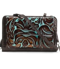Patricia Nash Alberese Turquoise Tooled Crossbody Leather RFID NWT MSRP 169