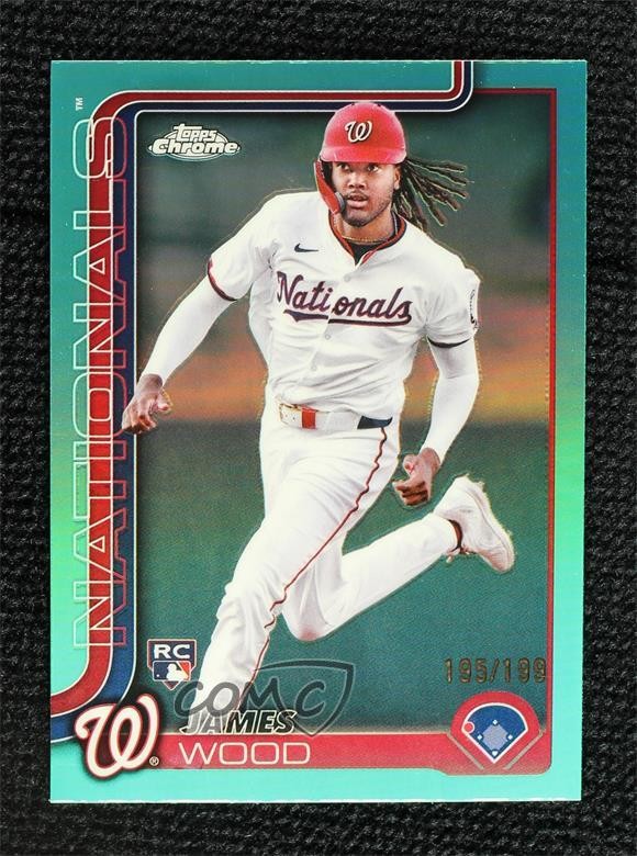 2025 Topps Chrome Aqua Refractor 195/199 James Wood #132 Rookie RC 12wc