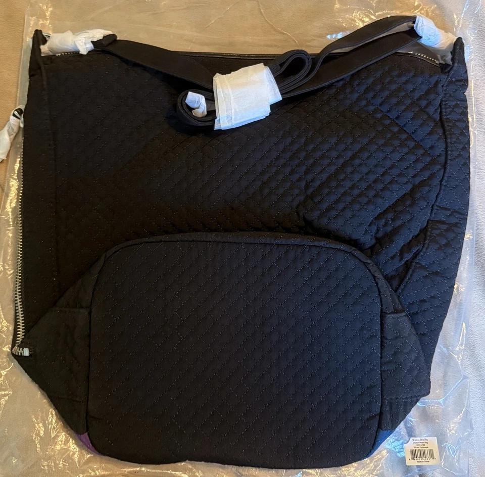 BOLSO HOBO CARSON VERA BRADLEY'S en Patrón INVIERNO PATCHWORK, Negro, Nuevo con Etiquetas Foto 2 de 4