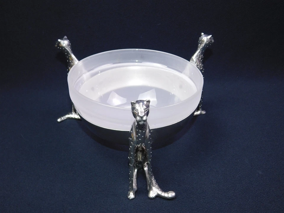 Cuenco de vidrio redondo decorativo guepardo sentado Diana Carmichael hecho en Sudáfrica Foto 2 de 4