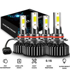9005 9006 LED Headlights Kit Combo Bulbs 6500K Hi Low Beam Super White Bright 4x