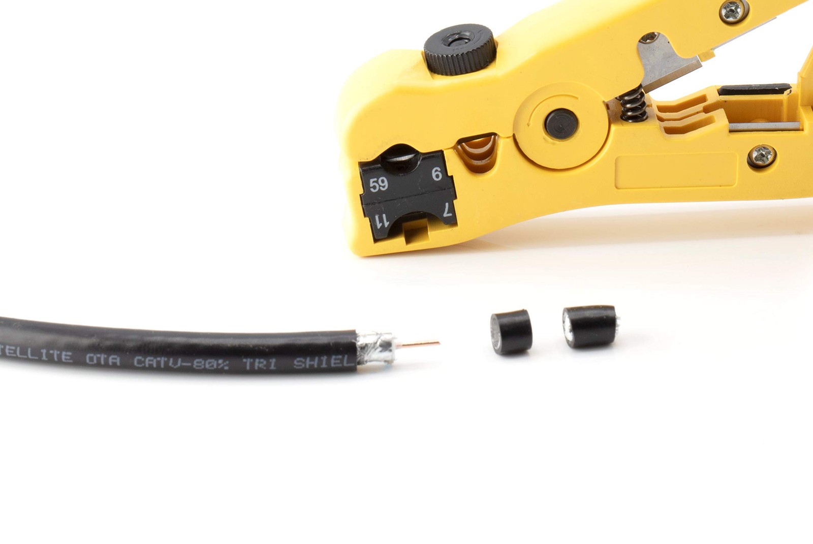 Coaxial Cable Stripping Tool for RG59, RG6, & RG11, Cable Prep Tool for Categ...