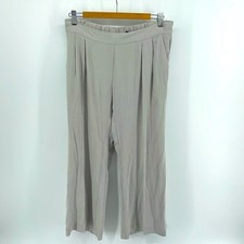 Eileen Fisher 100% silk georgette crepe elastic waist pull on wide leg pants PM