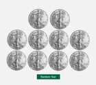Lot of 10 - $1 American Silver Eagle Coin 1 oz BU - Random Year - US Mint