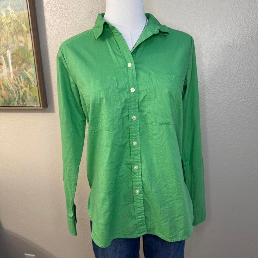 LOFT Bright Green Button Down Collared Shirt (XS) - image 1